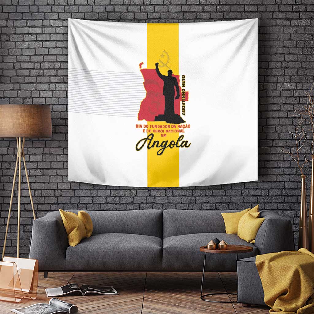 Angola National Heroes Day Tapestry Agostinho Neto With Map - Wonder Print Shop