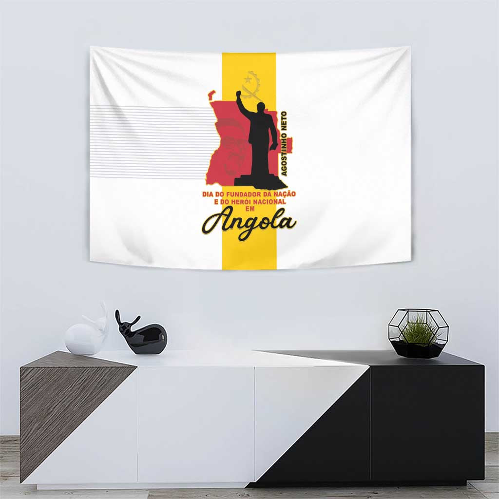 Angola National Heroes Day Tapestry Agostinho Neto With Map - Wonder Print Shop