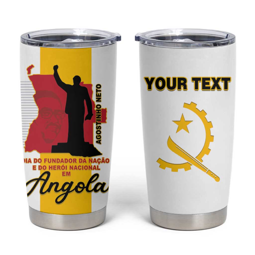 Personalized Angola National Heroes Day Tumbler Cup Agostinho Neto With Map - Wonder Print Shop