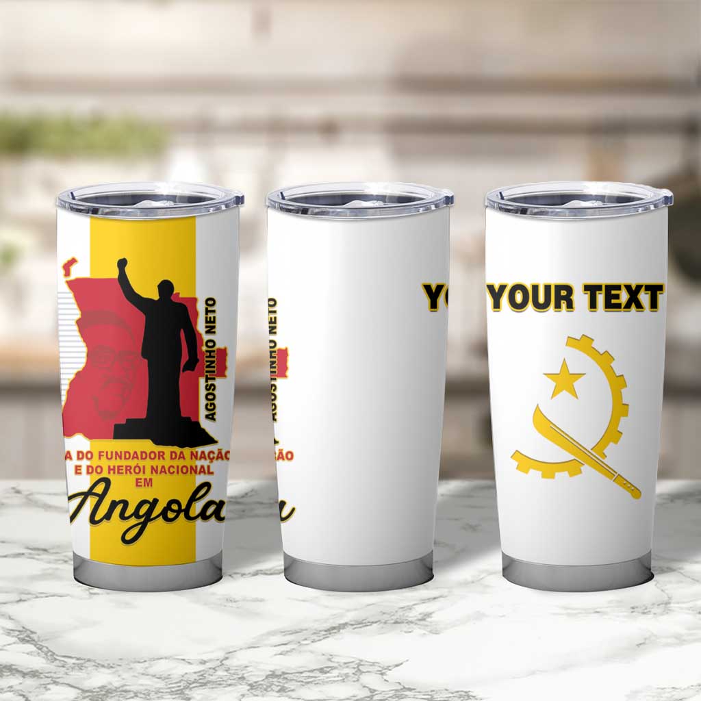 Personalized Angola National Heroes Day Tumbler Cup Agostinho Neto With Map - Wonder Print Shop