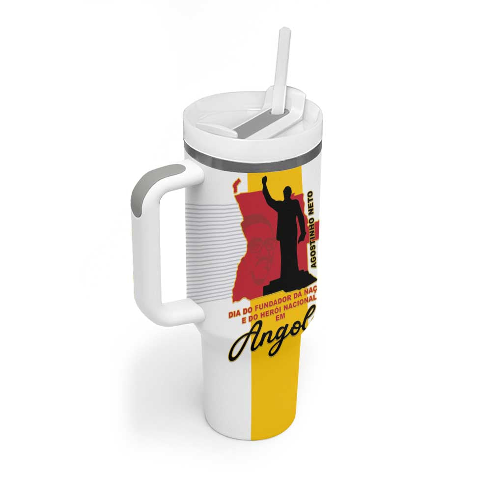 Personalized Angola National Heroes Day Tumbler With Handle Agostinho Neto With Map - Wonder Print Shop