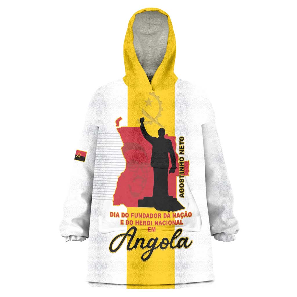 Personalized Angola National Heroes Day Wearable Blanket Hoodie Agostinho Neto With Map - Wonder Print Shop