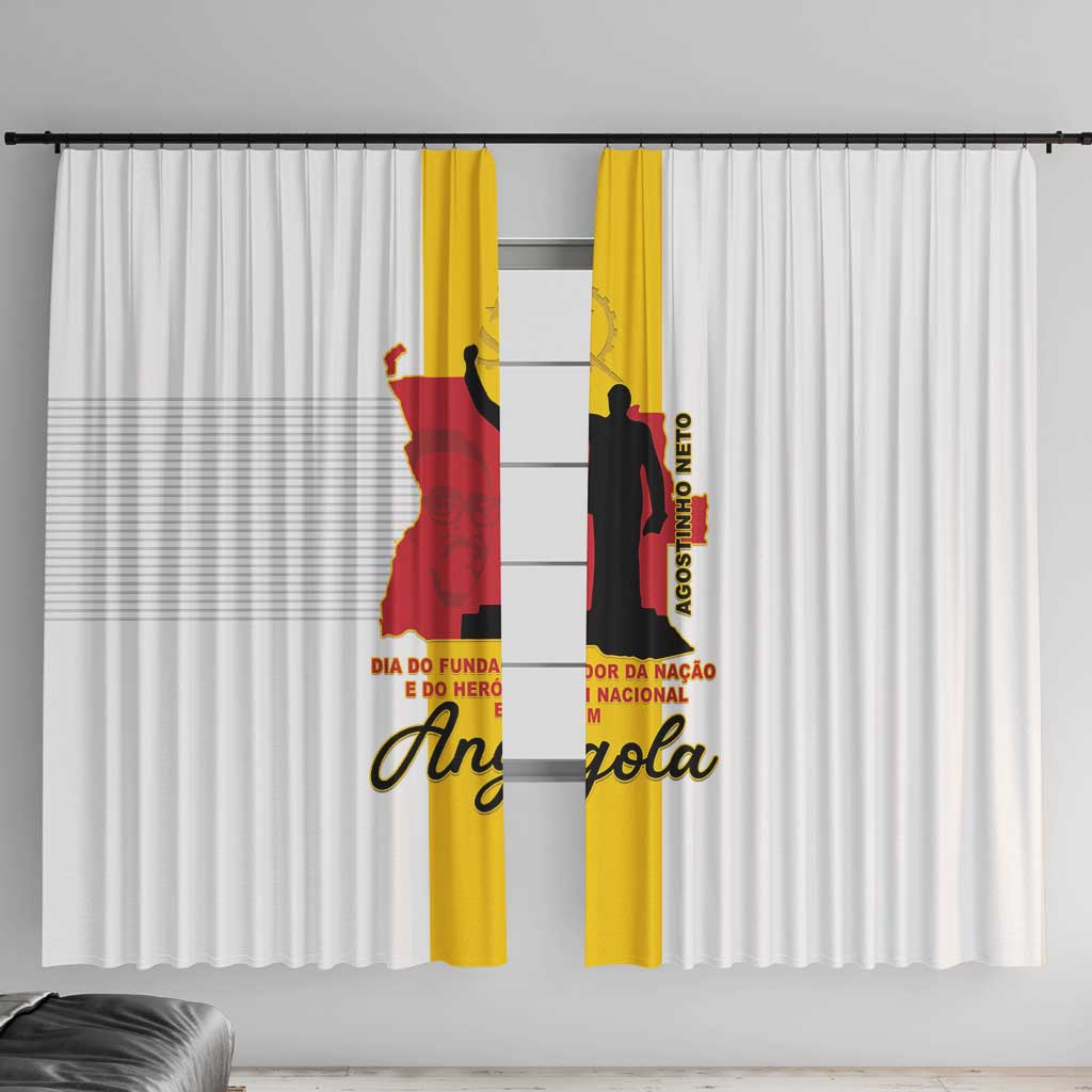 Angola National Heroes Day Window Curtain Agostinho Neto With Map - Wonder Print Shop