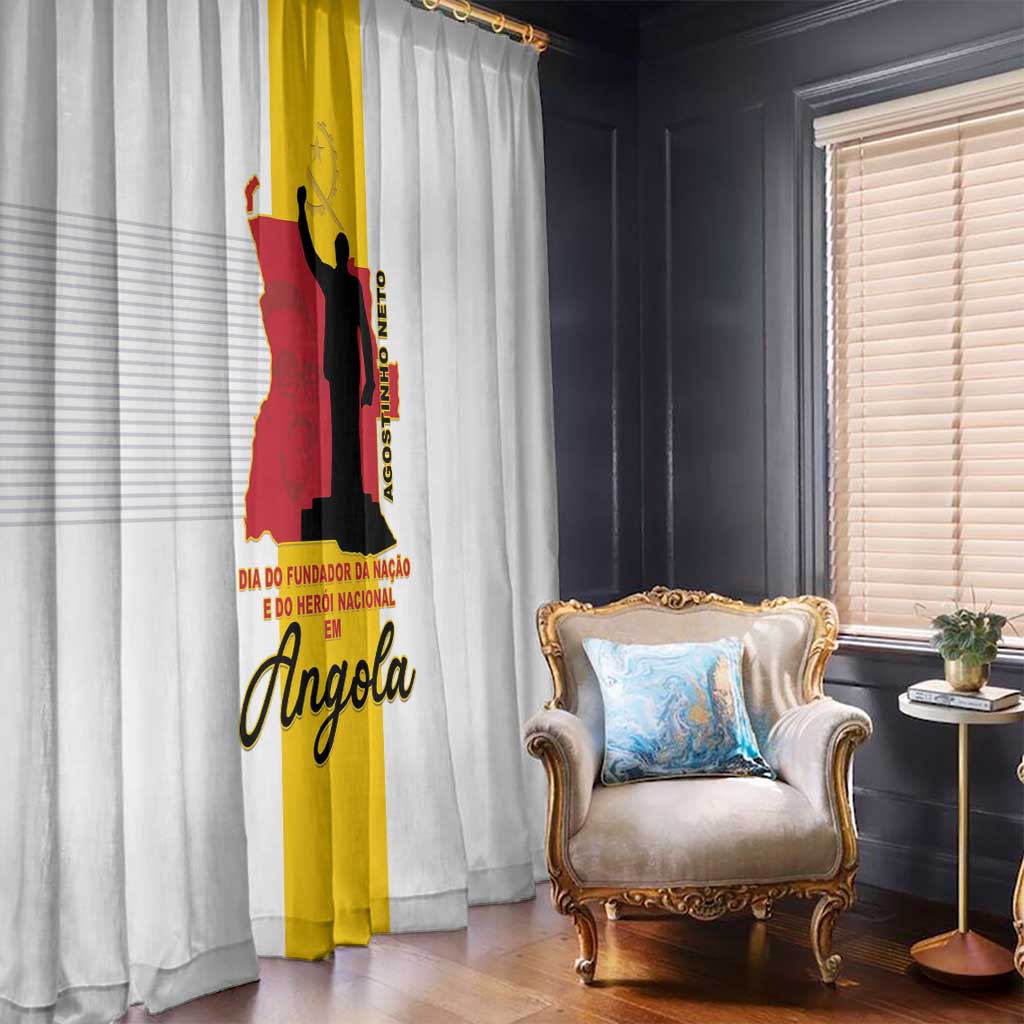 Angola National Heroes Day Window Curtain Agostinho Neto With Map - Wonder Print Shop