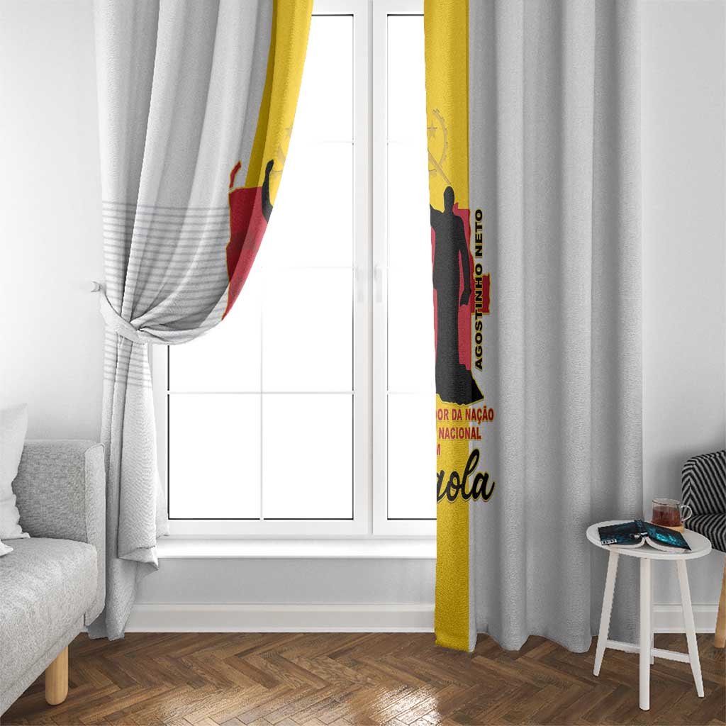 Angola National Heroes Day Window Curtain Agostinho Neto With Map - Wonder Print Shop