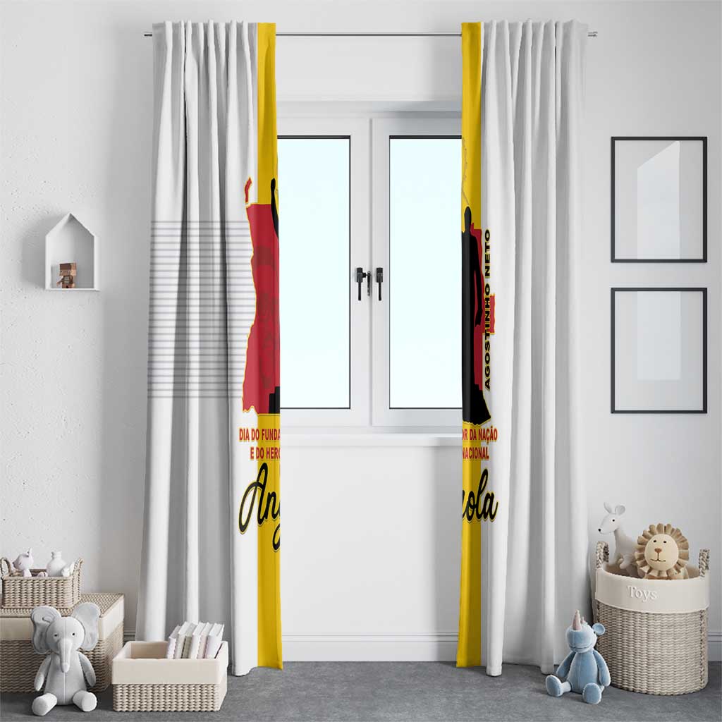 Angola National Heroes Day Window Curtain Agostinho Neto With Map - Wonder Print Shop