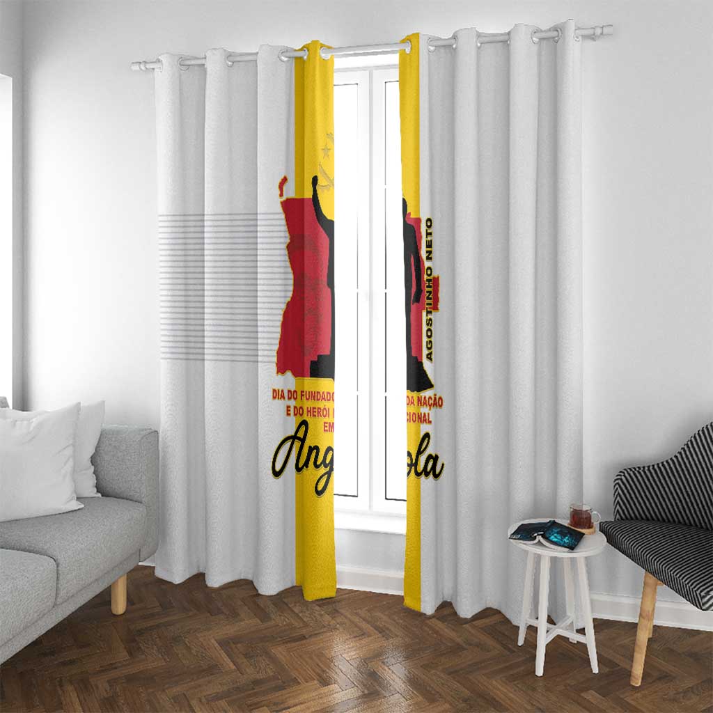 Angola National Heroes Day Window Curtain Agostinho Neto With Map - Wonder Print Shop