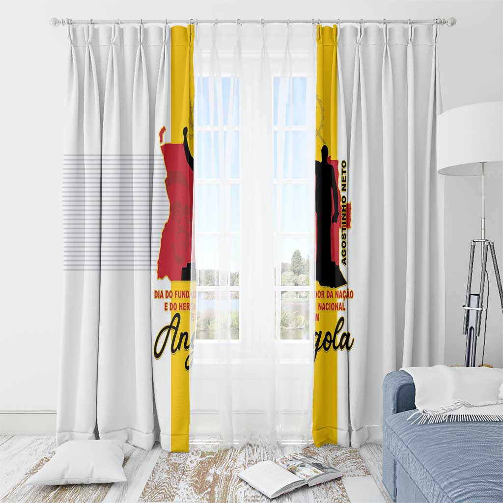 Angola National Heroes Day Window Curtain Agostinho Neto With Map - Wonder Print Shop
