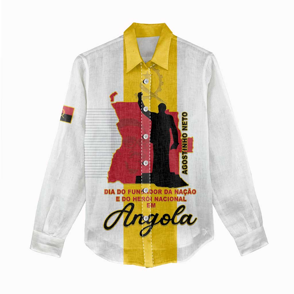 Personalized Angola National Heroes Day Women Casual Shirt Agostinho Neto With Map - Wonder Print Shop