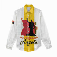 Personalized Angola National Heroes Day Women Casual Shirt Agostinho Neto With Map - Wonder Print Shop