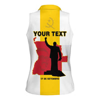 Personalized Angola National Heroes Day Women Sleeveless Polo Shirt Agostinho Neto With Map - Wonder Print Shop
