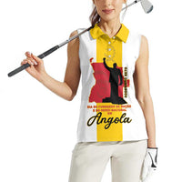 Personalized Angola National Heroes Day Women Sleeveless Polo Shirt Agostinho Neto With Map - Wonder Print Shop
