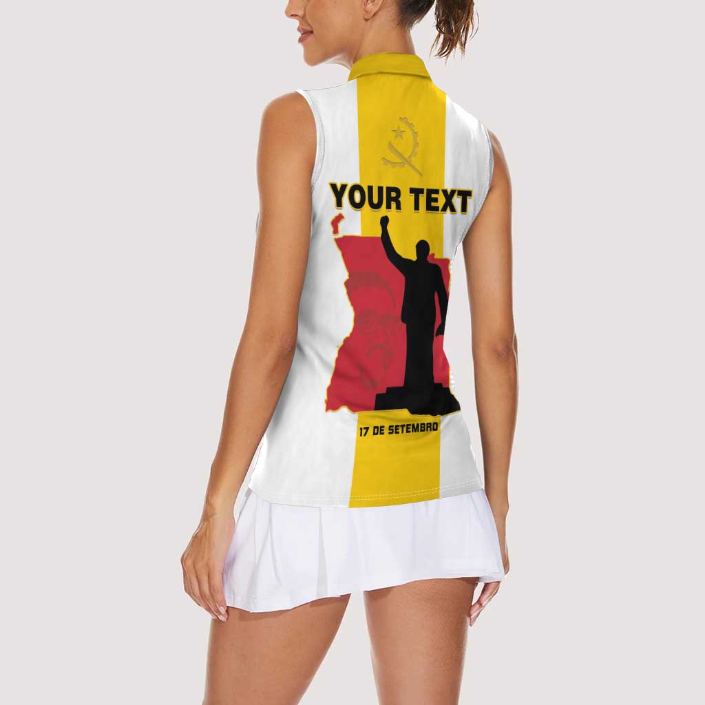 Personalized Angola National Heroes Day Women Sleeveless Polo Shirt Agostinho Neto With Map - Wonder Print Shop