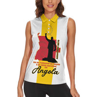 Personalized Angola National Heroes Day Women Sleeveless Polo Shirt Agostinho Neto With Map - Wonder Print Shop
