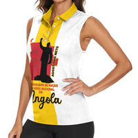 Personalized Angola National Heroes Day Women Sleeveless Polo Shirt Agostinho Neto With Map - Wonder Print Shop