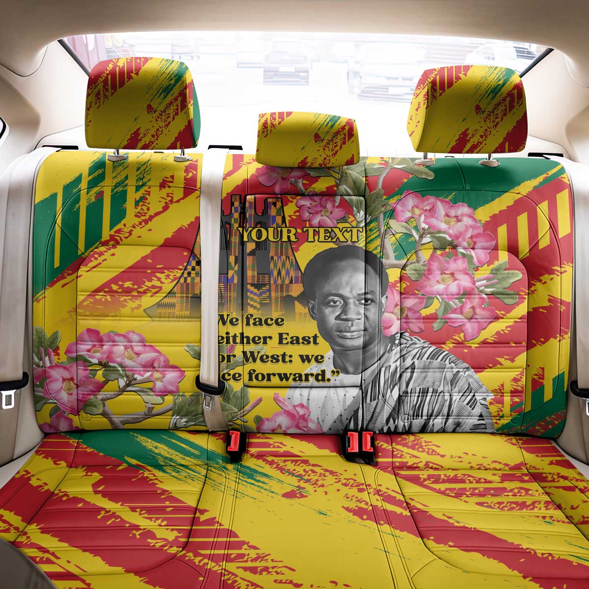 Personalized Ghana Kwame Nkrumah Memorial Day Back Car Seat Cover With Mausoleum - Wonder Print Shop