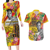 Personalized Ghana Kwame Nkrumah Memorial Day Couples Matching Long Sleeve Bodycon Dress and Hawaiian Shirt With Mausoleum - Wonder Print Shop