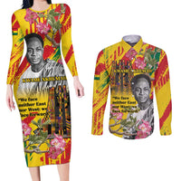 Personalized Ghana Kwame Nkrumah Memorial Day Couples Matching Long Sleeve Bodycon Dress and Long Sleeve Button Shirt With Mausoleum - Wonder Print Shop