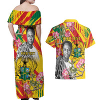 Personalized Ghana Kwame Nkrumah Memorial Day Couples Matching Off Shoulder Maxi Dress and Hawaiian Shirt With Mausoleum - Wonder Print Shop