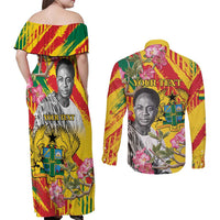 Personalized Ghana Kwame Nkrumah Memorial Day Couples Matching Off Shoulder Maxi Dress and Long Sleeve Button Shirt With Mausoleum - Wonder Print Shop