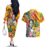Personalized Ghana Kwame Nkrumah Memorial Day Couples Matching Off The Shoulder Long Sleeve Dress and Hawaiian Shirt With Mausoleum - Wonder Print Shop