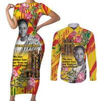 Personalized Ghana Kwame Nkrumah Memorial Day Couples Matching Short Sleeve Bodycon Dress and Long Sleeve Button Shirt With Mausoleum - Wonder Print Shop