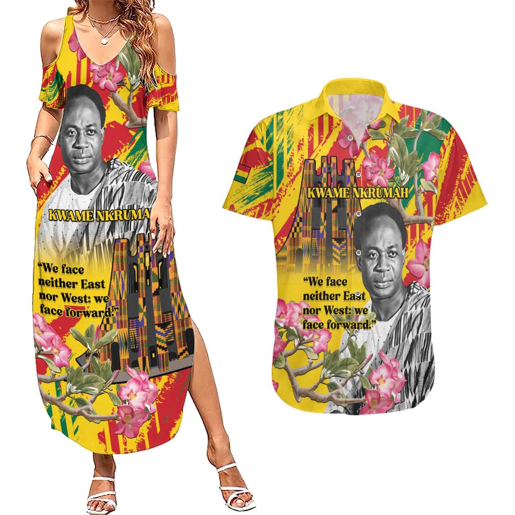 Personalized Ghana Kwame Nkrumah Memorial Day Couples Matching Summer Maxi Dress and Hawaiian Shirt With Mausoleum - Wonder Print Shop