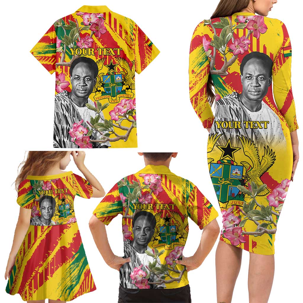 Personalized Ghana Kwame Nkrumah Memorial Day Family Matching Long Sleeve Bodycon Dress and Hawaiian Shirt With Mausoleum - Wonder Print Shop
