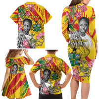 Personalized Ghana Kwame Nkrumah Memorial Day Family Matching Long Sleeve Bodycon Dress and Hawaiian Shirt With Mausoleum - Wonder Print Shop