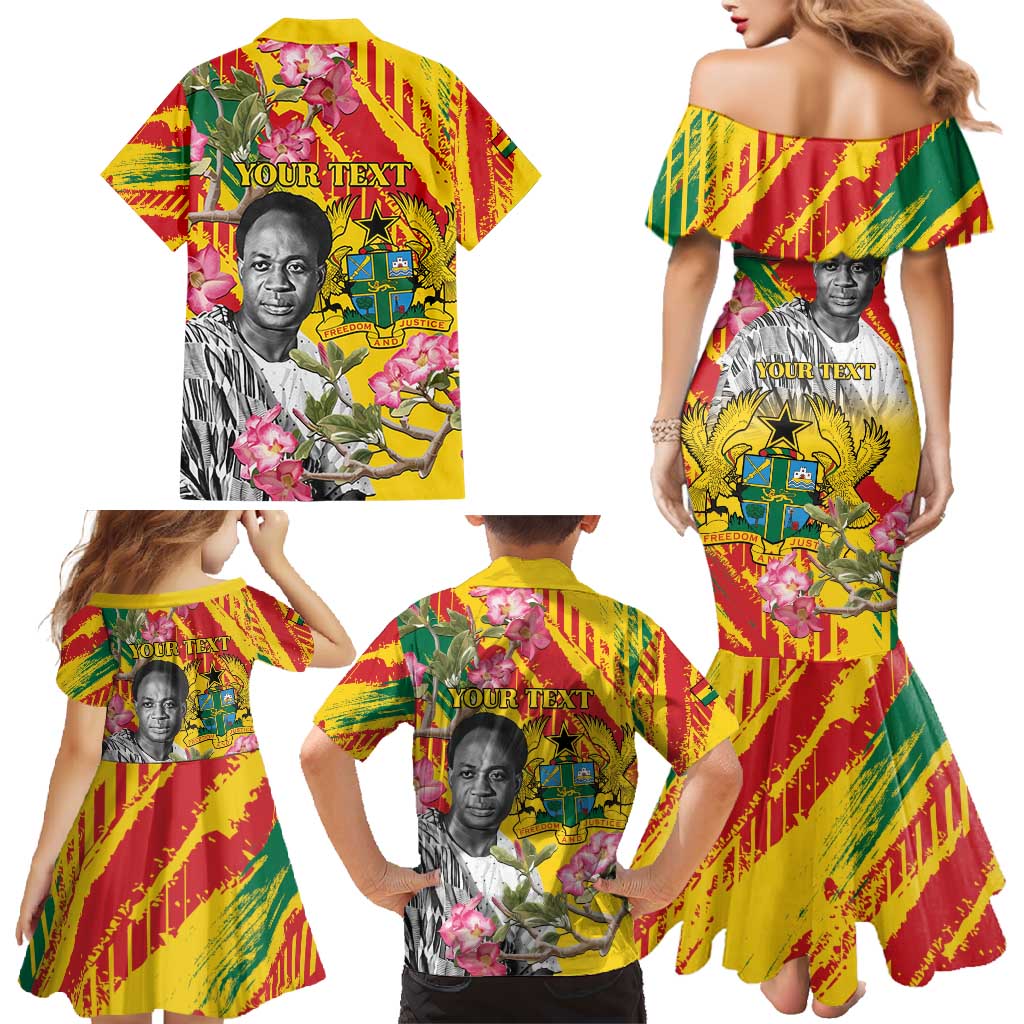 Personalized Ghana Kwame Nkrumah Memorial Day Family Matching Mermaid Dress and Hawaiian Shirt With Mausoleum - Wonder Print Shop