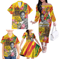 Personalized Ghana Kwame Nkrumah Memorial Day Family Matching Off The Shoulder Long Sleeve Dress and Hawaiian Shirt With Mausoleum - Wonder Print Shop