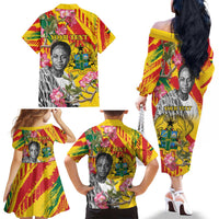Personalized Ghana Kwame Nkrumah Memorial Day Family Matching Off The Shoulder Long Sleeve Dress and Hawaiian Shirt With Mausoleum - Wonder Print Shop