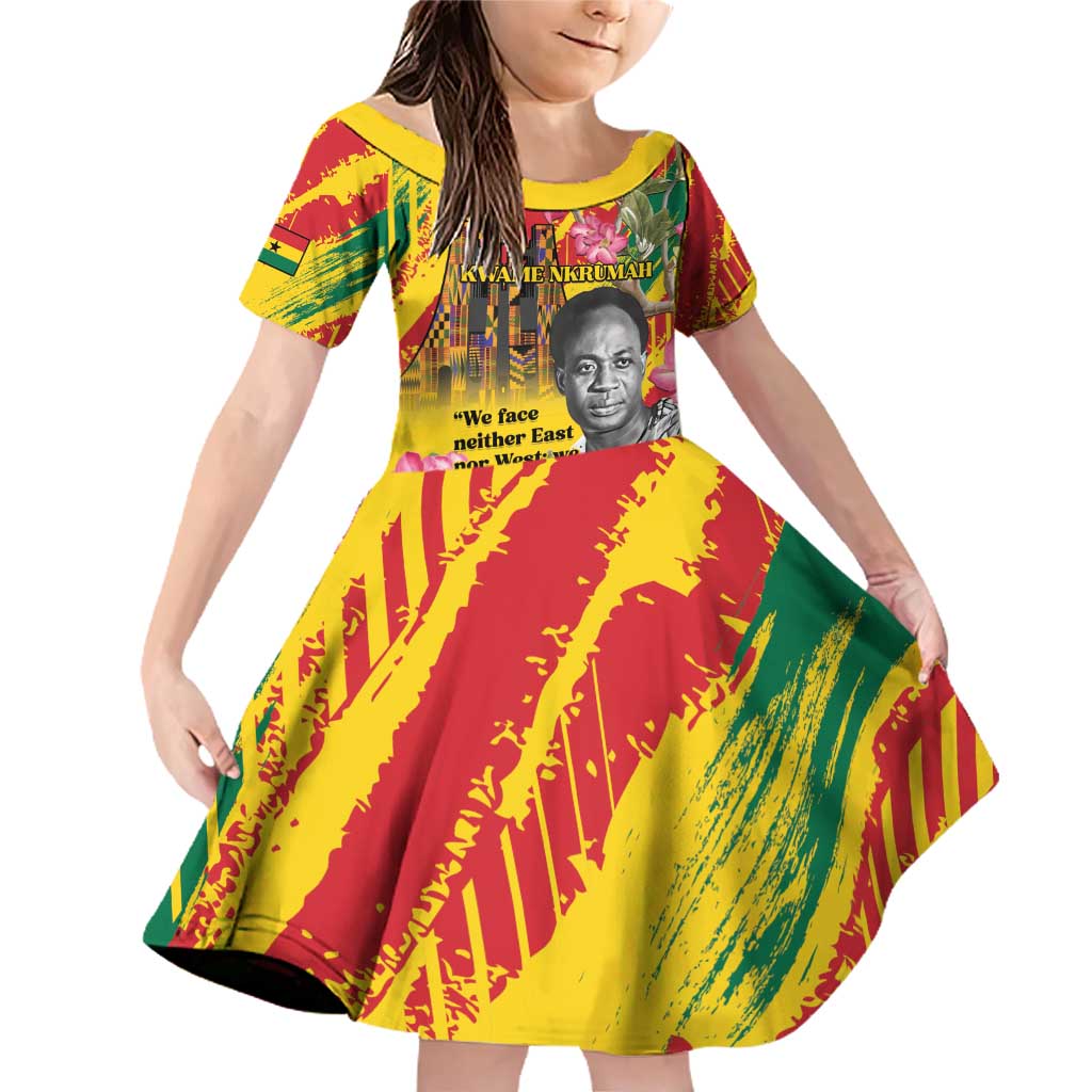 Personalized Ghana Kwame Nkrumah Memorial Day Family Matching Off Shoulder Short Dress and Hawaiian Shirt With Mausoleum - Wonder Print Shop