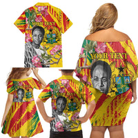 Personalized Ghana Kwame Nkrumah Memorial Day Family Matching Off Shoulder Short Dress and Hawaiian Shirt With Mausoleum - Wonder Print Shop