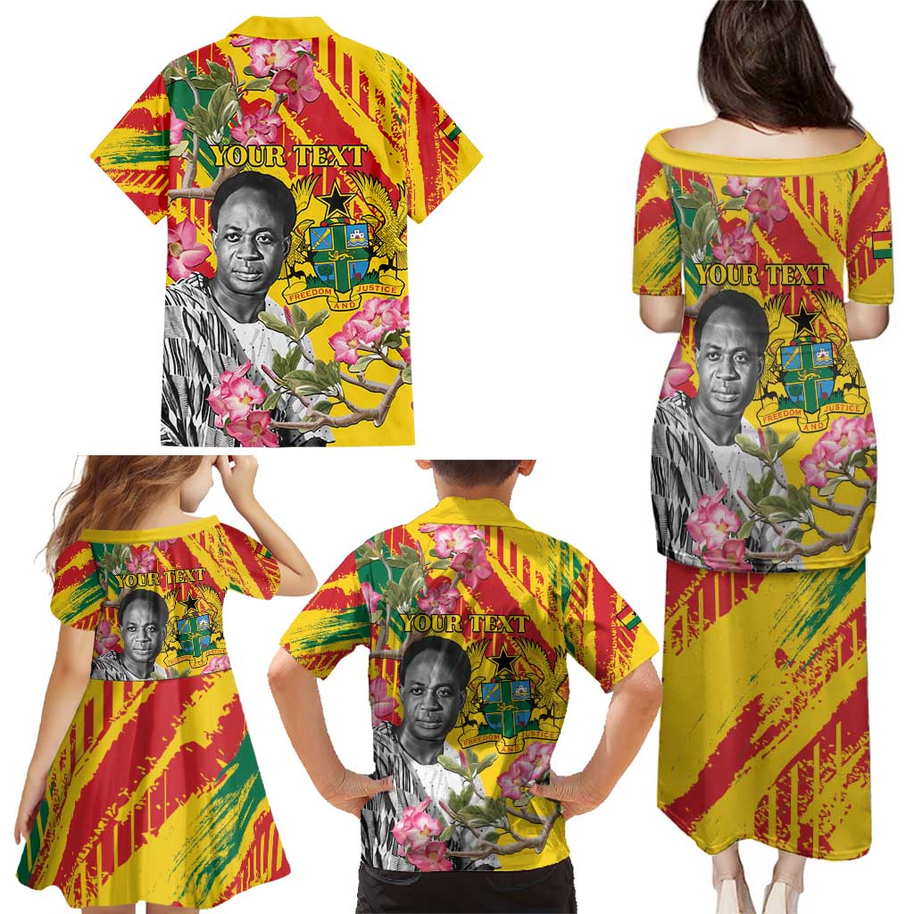 Personalized Ghana Kwame Nkrumah Memorial Day Family Matching Puletasi and Hawaiian Shirt With Mausoleum - Wonder Print Shop