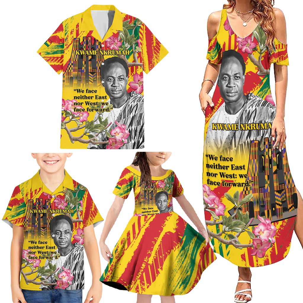 Personalized Ghana Kwame Nkrumah Memorial Day Family Matching Summer Maxi Dress and Hawaiian Shirt With Mausoleum - Wonder Print Shop