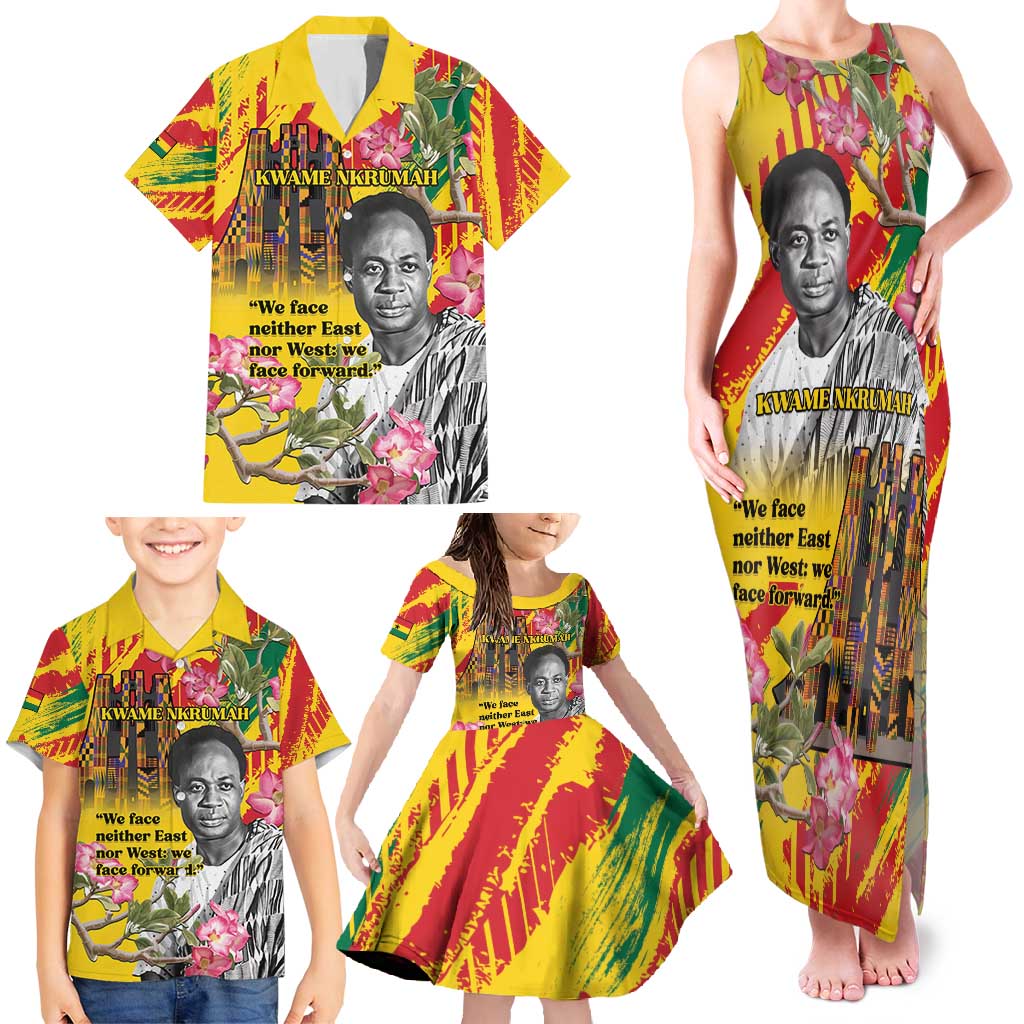 Personalized Ghana Kwame Nkrumah Memorial Day Family Matching Tank Maxi Dress and Hawaiian Shirt With Mausoleum - Wonder Print Shop