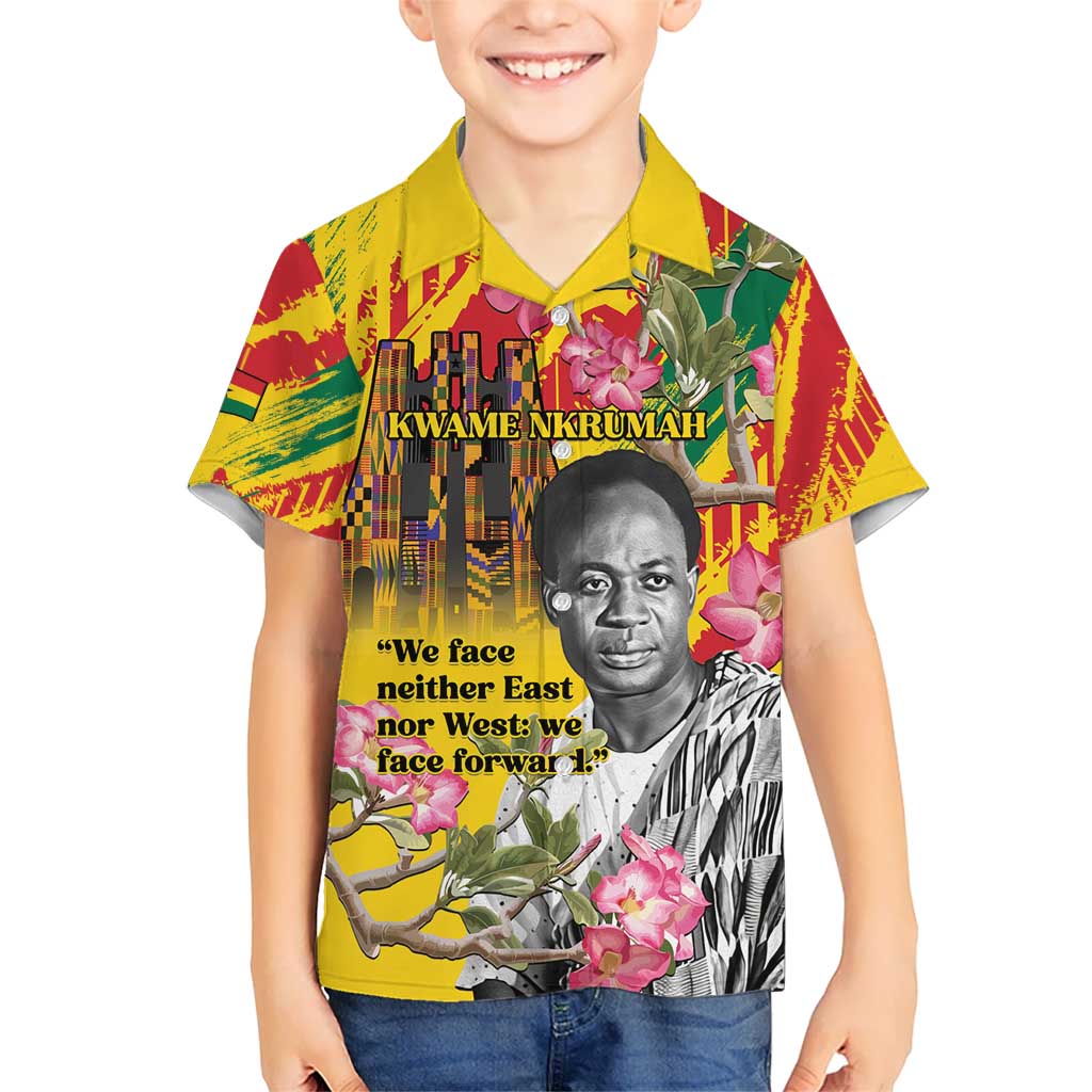 Personalized Ghana Kwame Nkrumah Memorial Day Kid Hawaiian Shirt With Mausoleum - Wonder Print Shop