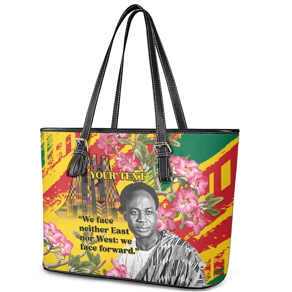 Personalized Ghana Kwame Nkrumah Memorial Day Leather Tote Bag With Mausoleum - Wonder Print Shop