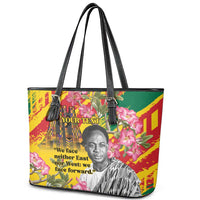 Personalized Ghana Kwame Nkrumah Memorial Day Leather Tote Bag With Mausoleum - Wonder Print Shop