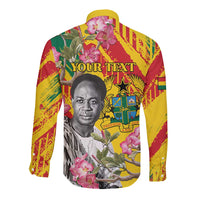 Personalized Ghana Kwame Nkrumah Memorial Day Long Sleeve Button Shirt With Mausoleum - Wonder Print Shop