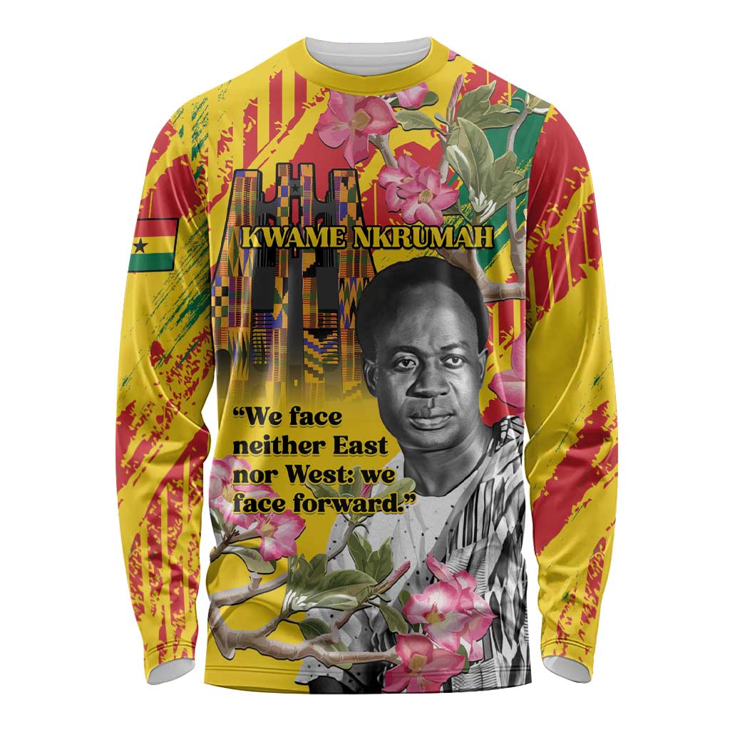 Personalized Ghana Kwame Nkrumah Memorial Day Long Sleeve Shirt With Mausoleum - Wonder Print Shop