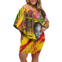 Personalized Ghana Kwame Nkrumah Memorial Day Off Shoulder Short Dress With Mausoleum - Wonder Print Shop