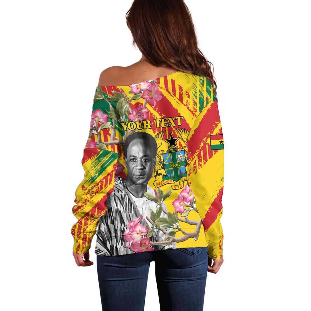 Personalized Ghana Kwame Nkrumah Memorial Day Off Shoulder Sweater With Mausoleum - Wonder Print Shop