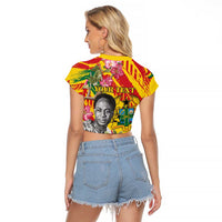 Personalized Ghana Kwame Nkrumah Memorial Day Raglan Cropped T Shirt With Mausoleum - Wonder Print Shop
