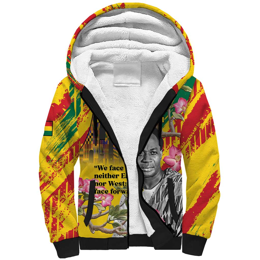 Personalized Ghana Kwame Nkrumah Memorial Day Sherpa Hoodie With Mausoleum - Wonder Print Shop