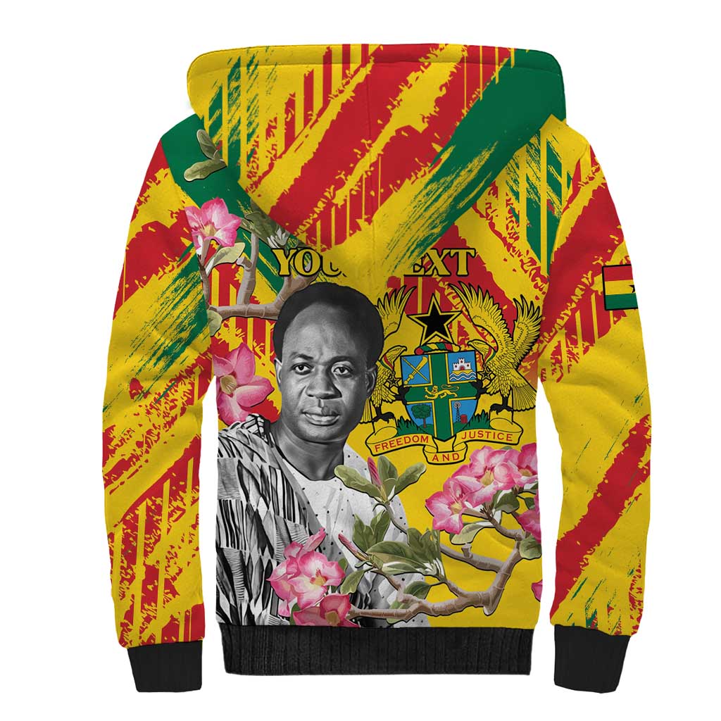 Personalized Ghana Kwame Nkrumah Memorial Day Sherpa Hoodie With Mausoleum - Wonder Print Shop