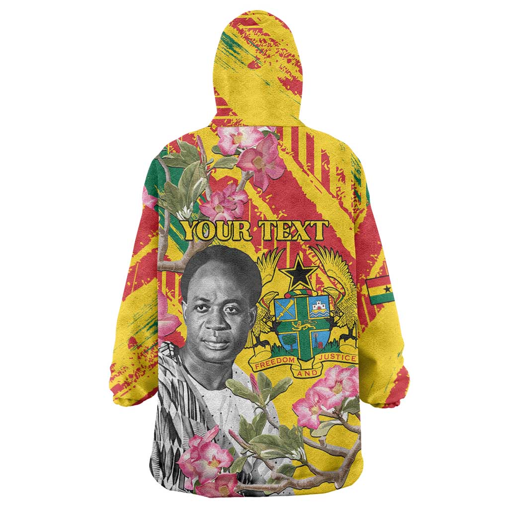 Personalized Ghana Kwame Nkrumah Memorial Day Wearable Blanket Hoodie With Mausoleum - Wonder Print Shop