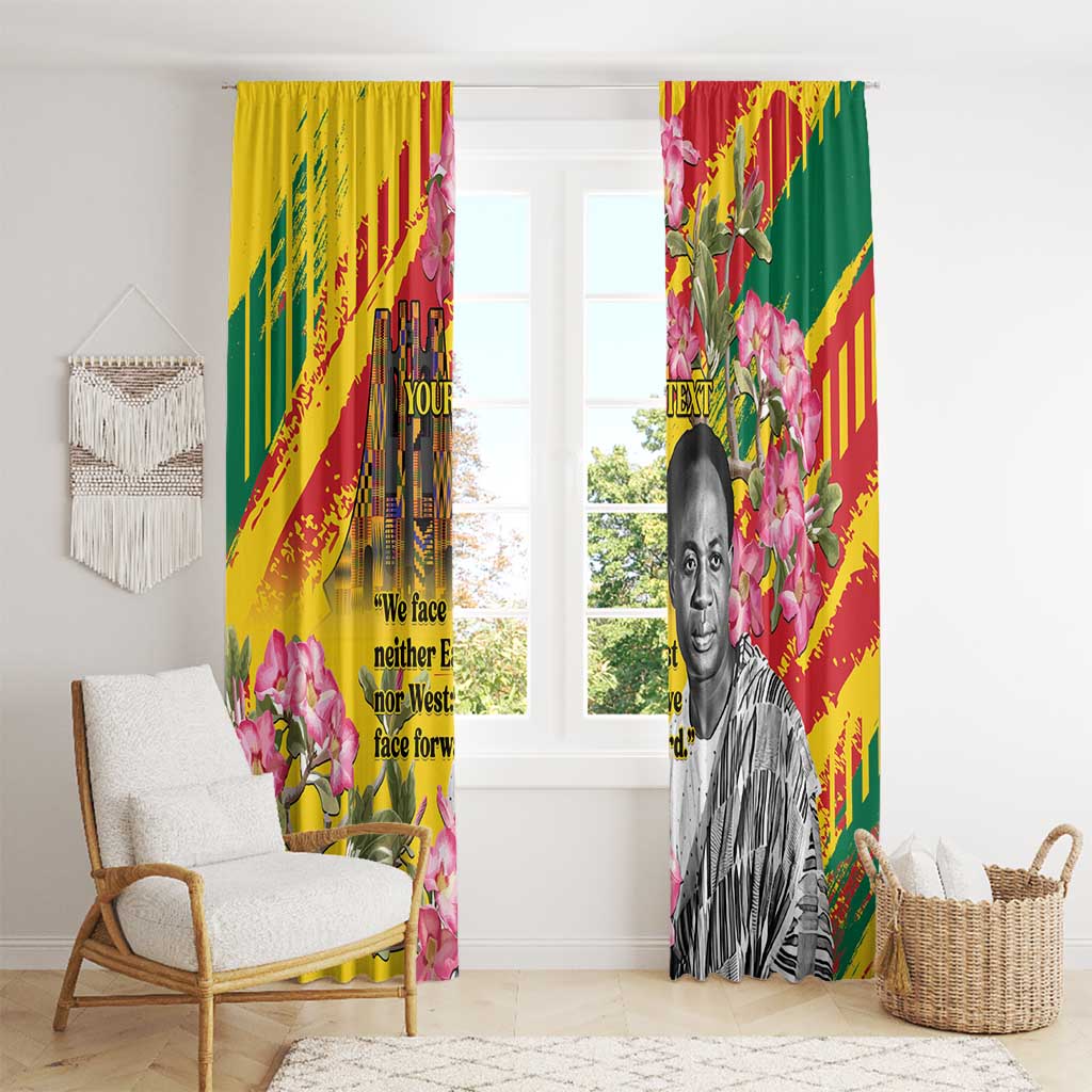 Personalized Ghana Kwame Nkrumah Memorial Day Window Curtain With Mausoleum - Wonder Print Shop