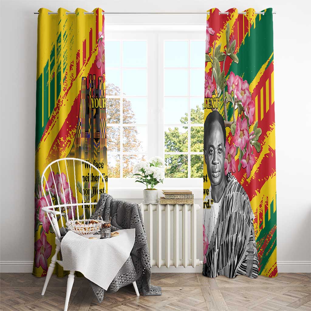 Personalized Ghana Kwame Nkrumah Memorial Day Window Curtain With Mausoleum - Wonder Print Shop